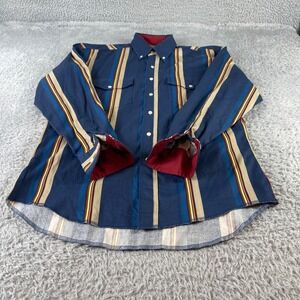 Wrangler Men's Blue Striped X-Long Tails Button Down Shirt Size 15 33